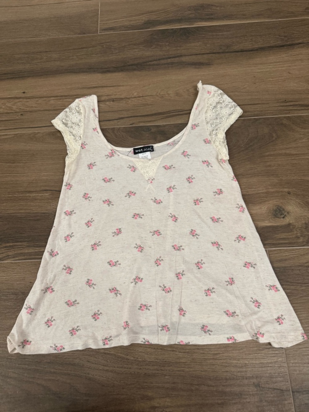 Vintage Wet Seal Off the Shoulder Rose Print Top